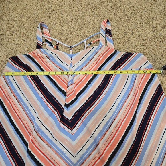Maurices Red, Blue, Pink and White Striped Tank Top Size 2 - Picture 6 of 7